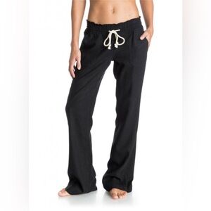 Roxy Oceanside Black Linen Pants, Size M